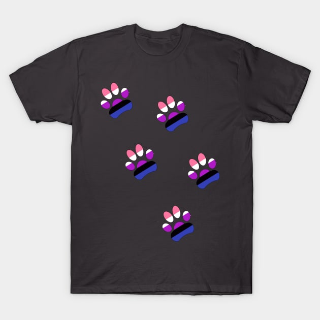 Genderfluid Pride Paws T-Shirt by Skrayer1219